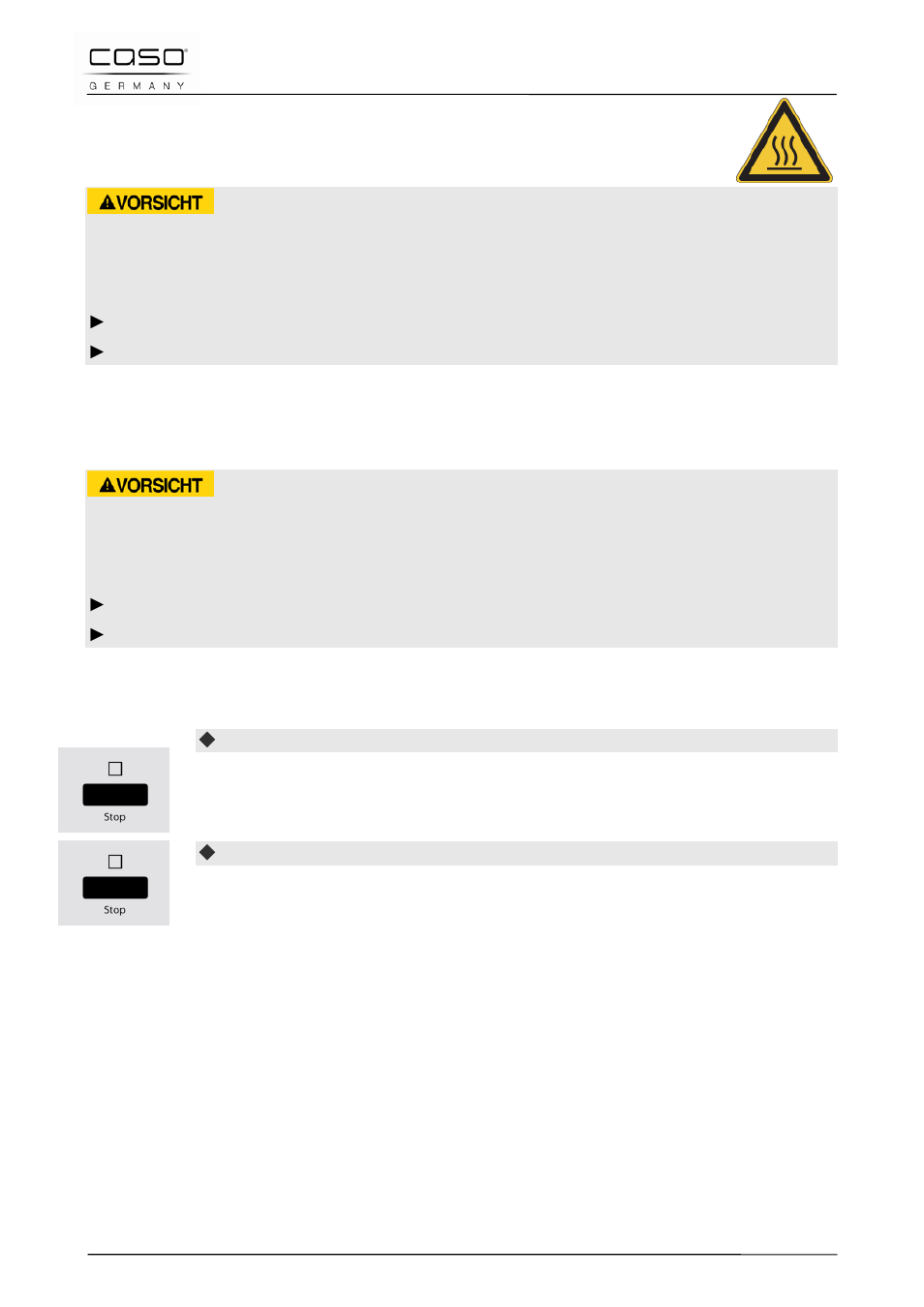 4 dispositivos de seguridad, 1 advertencias en el aparato, 2 bloqueo de puerta | 3 bloqueo para niños, 5 placa de especificaciones, Precaución | CASO Germany MG 25 menu User Manual | Page 126 / 165