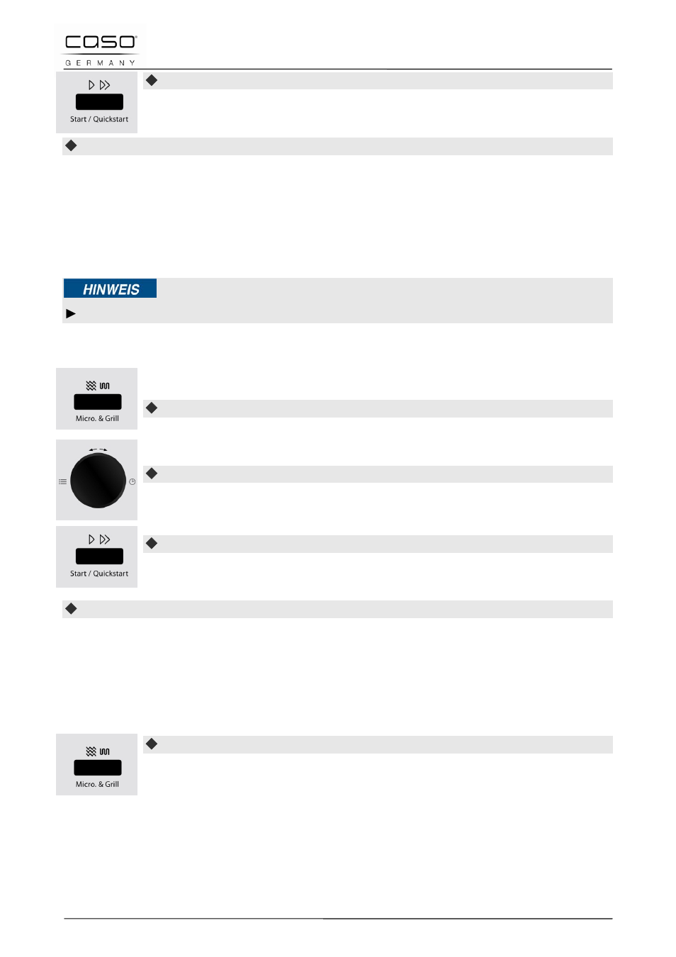 13 betriebsart "mikrowelle und grill, 1 "kombination 1, 2 "kombination 2 | CASO Germany MG 25 menu User Manual | Page 32 / 165