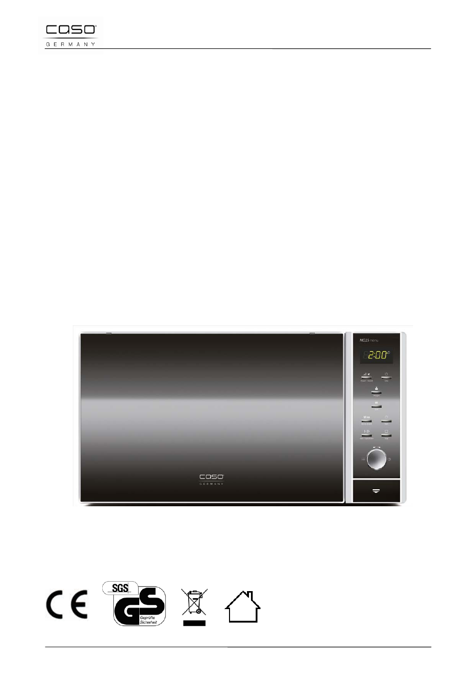 Original operating manual, Microwave and grill mg25 menu | CASO Germany MG 25 menu User Manual | Page 38 / 165