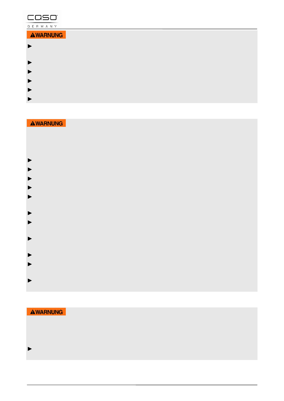 3 danger of fire, 4 danger of explosion, Warning | CASO Germany MG 25 menu User Manual | Page 43 / 165
