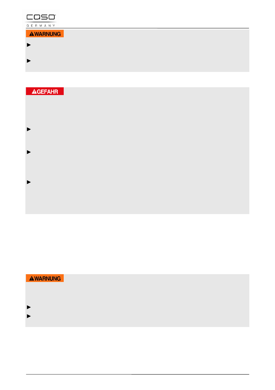 5 dangers due to electrical power, 10 commissioning, 1 safety information | Warning, Danger | CASO Germany MG 25 menu User Manual | Page 44 / 165