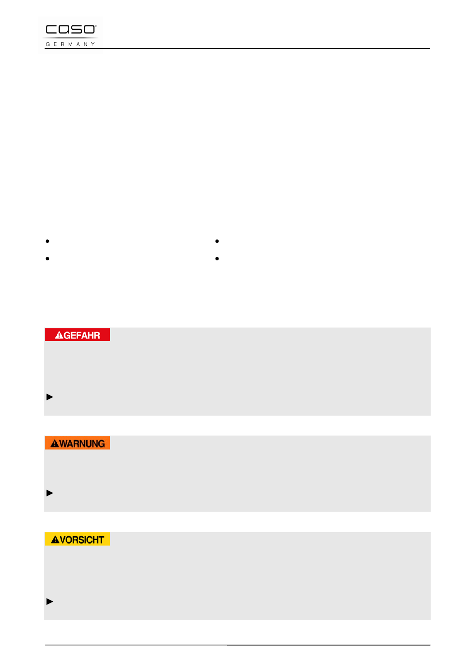 16 mode d´emploi, 1 généralités, 2 informations relatives à ce manuel | 3 avertissements de danger, Danger, Attention, Prudence | CASO Germany MG 25 menu User Manual | Page 64 / 165