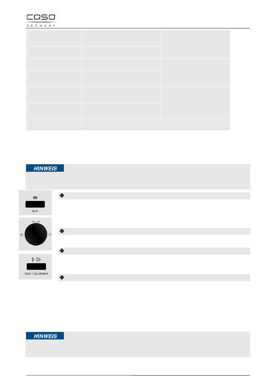 12 mode «grill, 13 mode «micro-onde et grill, Remarque | CASO Germany MG 25 menu User Manual | Page 81 / 165