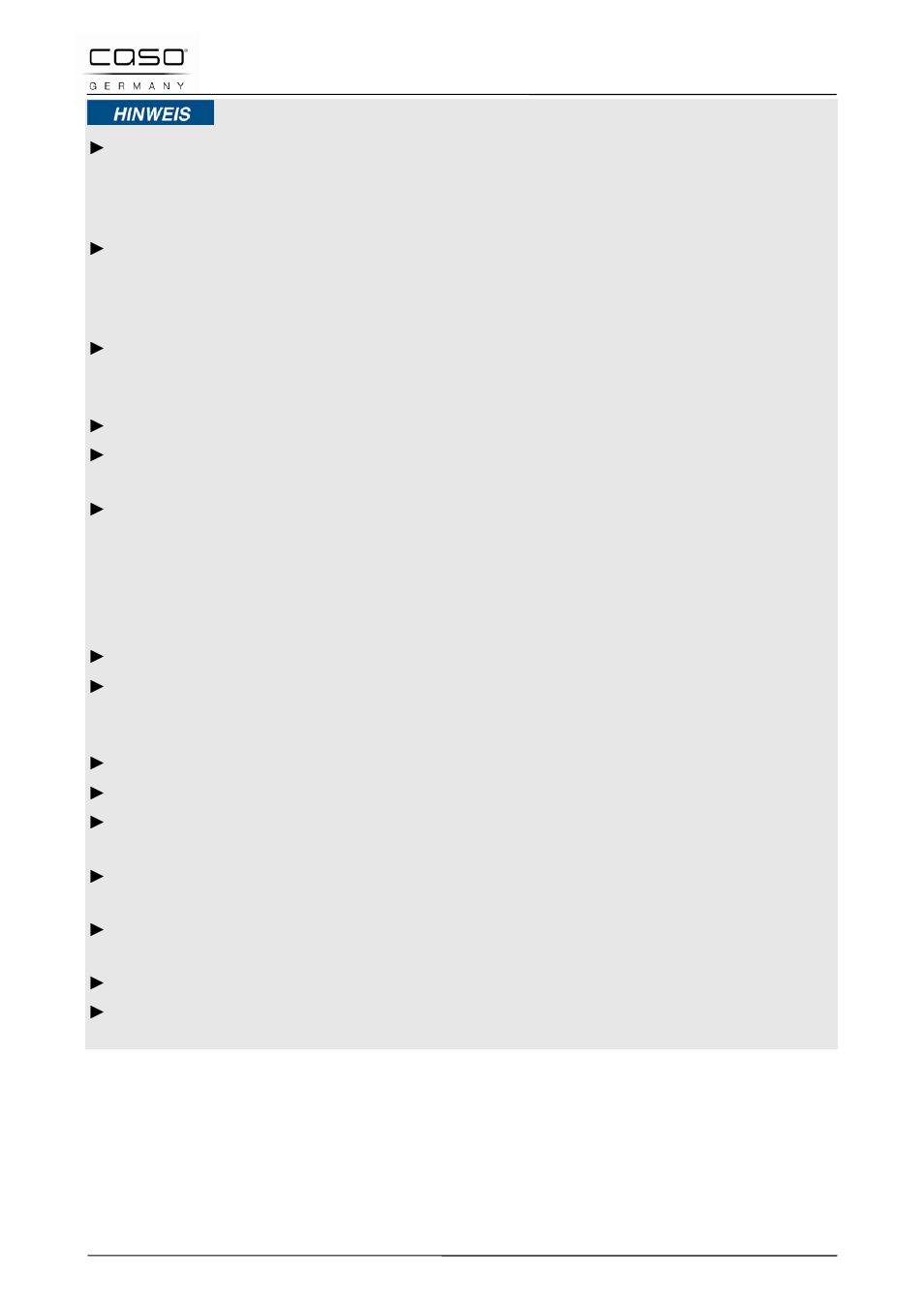 Indicazione | CASO Germany MG 25 menu User Manual | Page 92 / 165