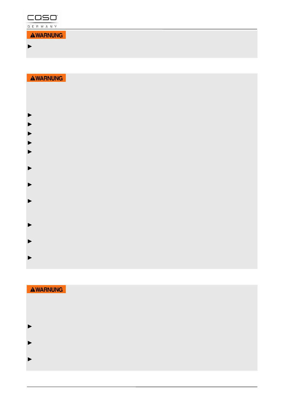 3 pericolo d’incendio, 4 pericolo d’esplosione, Avviso | CASO Germany MG 25 menu User Manual | Page 94 / 165