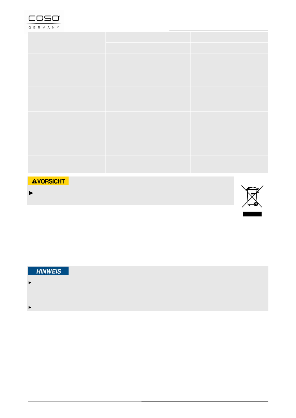 8 entsorgung des altgerätes | CASO Germany MG 20 menu User Manual | Page 36 / 161