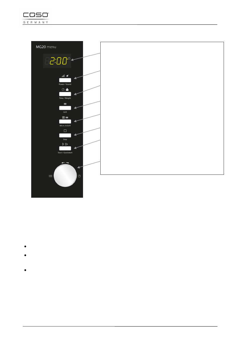 2 comandi e display, 3 suoni di segnalazione | CASO Germany MG 20 menu User Manual | Page 97 / 161