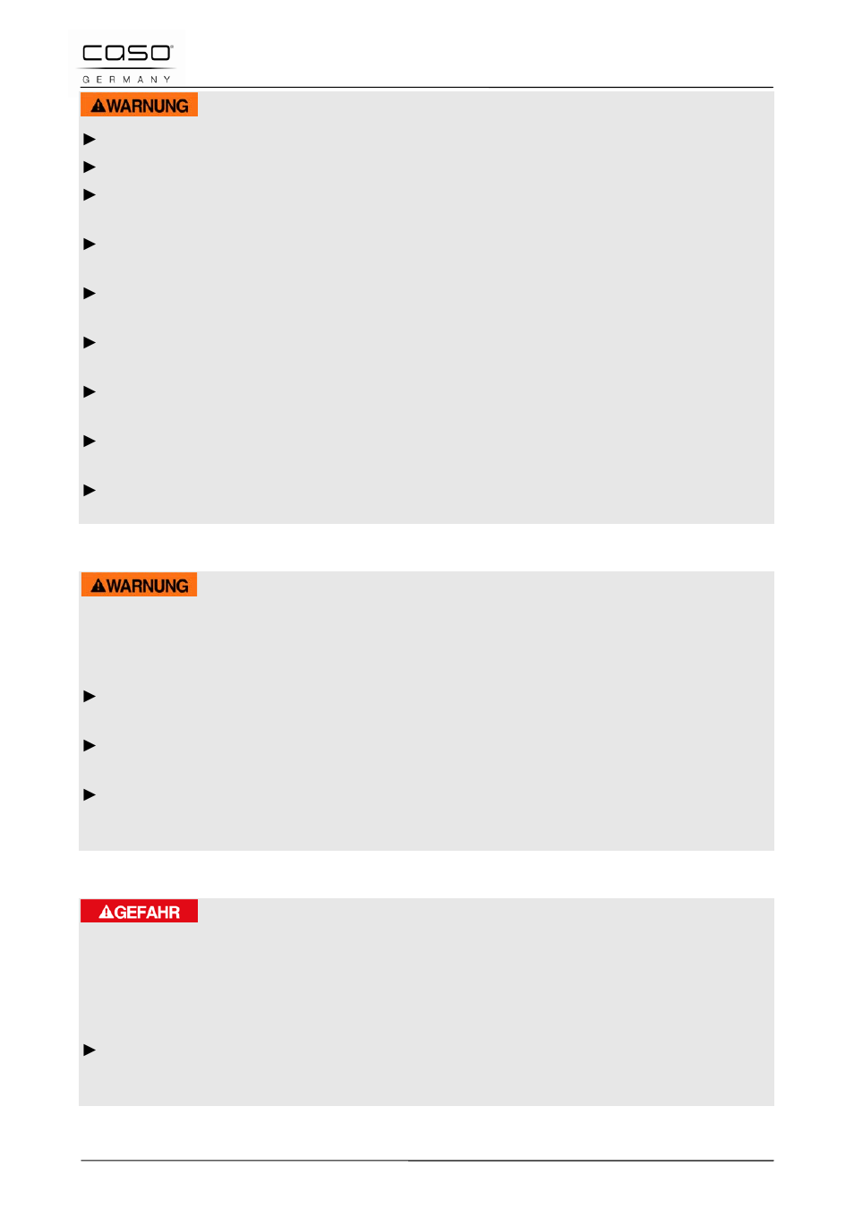 4 risque d'explosion, 5 danger lié au courant électrique, Avertissement | Danger | CASO Germany M 20 electronic User Manual | Page 61 / 142