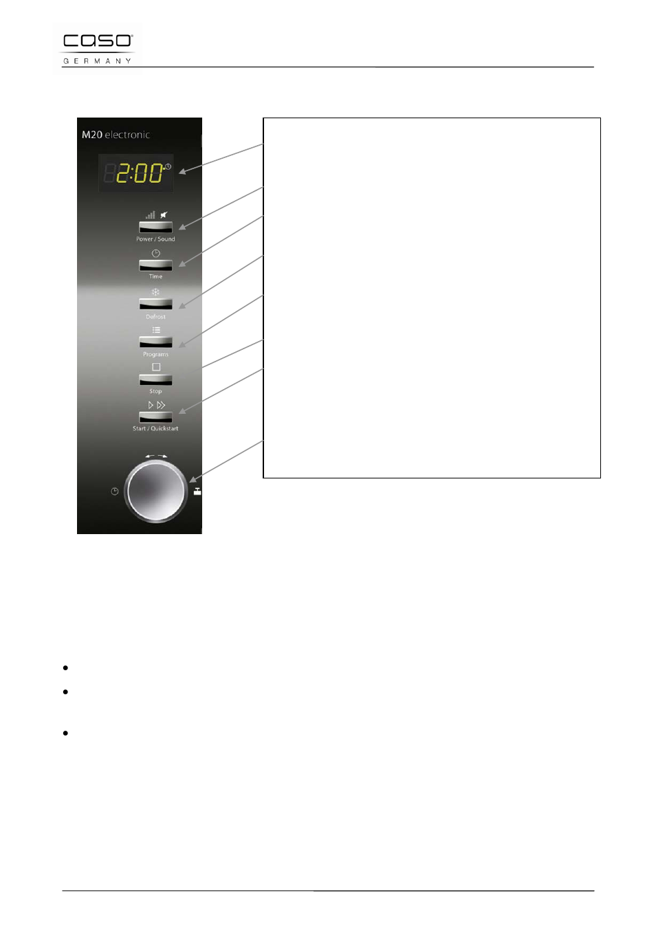 2 eléments de commande et d'affichage, 3 signaux sonores | CASO Germany M 20 electronic User Manual | Page 66 / 142