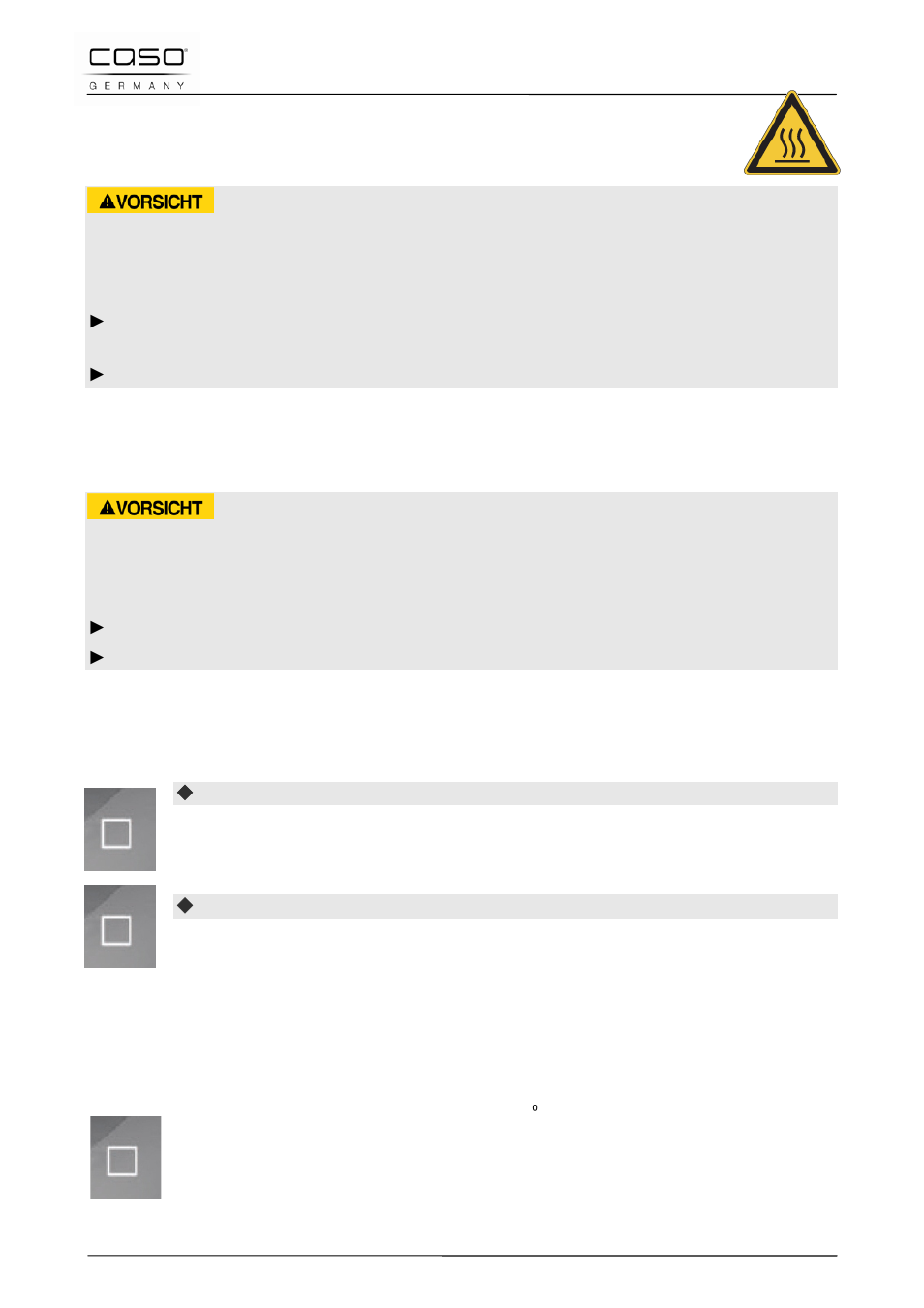 4 veiligheidsvoorzieningen, 1 waarschuwingsinstructies op apparaat, 2 deurvergrendeling | 3 kinderslot, 4 thermische beveiliging bij oververhitting, Vorzicht | CASO Germany EMCG 34 PRO User Manual | Page 190 / 209