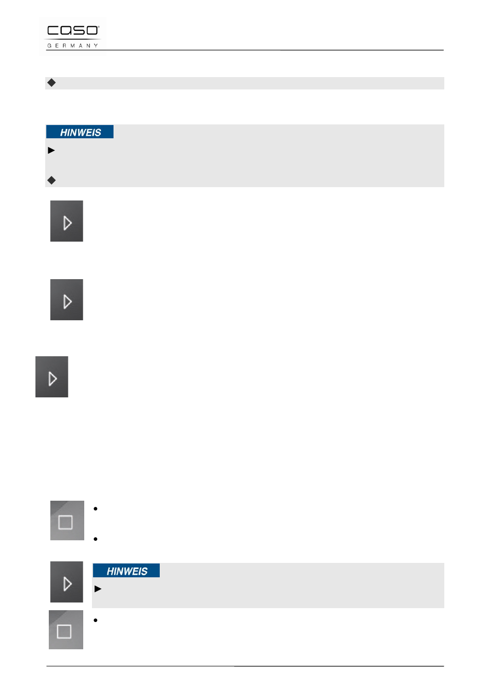 4 tür öffnen/schließen, 5 einschalten nach programmwahl, 6 schnellstart | 7 ausschalten | CASO Germany EMCG 34 PRO User Manual | Page 30 / 209