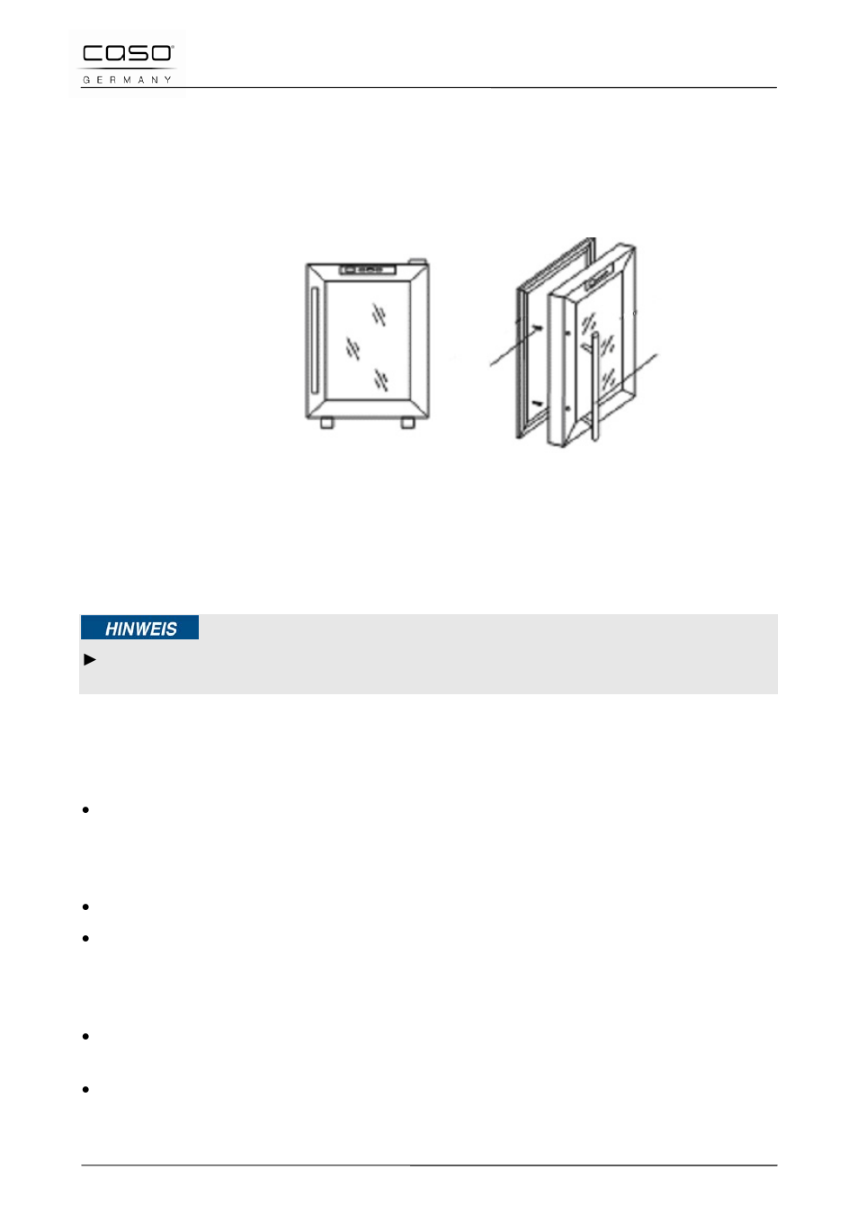 2 anbringung des griffes, 3 metallagerböden, 4 herausnehmen der böden | 6 elektrischer anschluss | CASO Germany WineDuett Touch 21 User Manual | Page 15 / 84