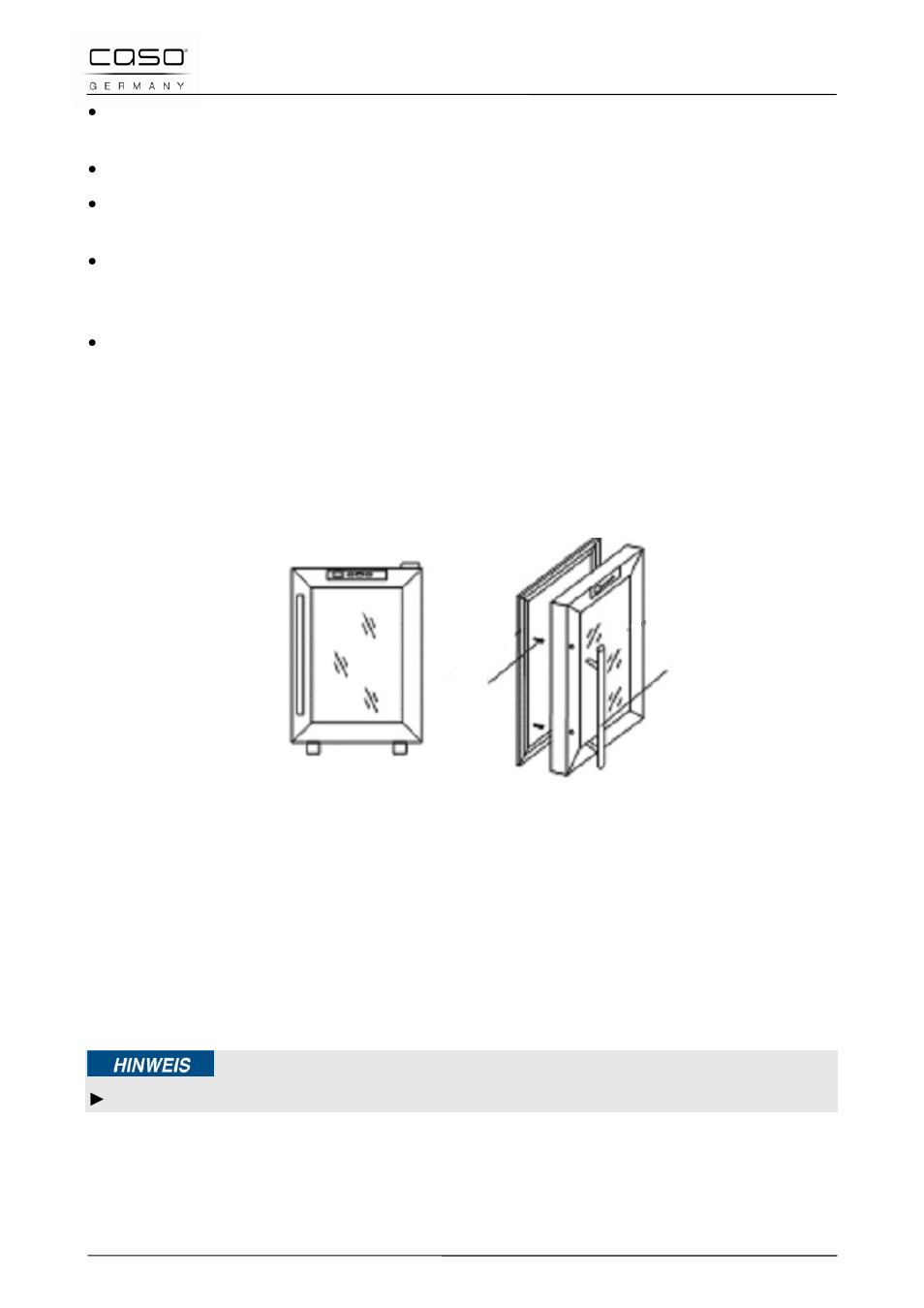 2 the handle installing, 3 wine shelves, 4 to remove a shelf | CASO Germany WineDuett Touch 21 User Manual | Page 27 / 84