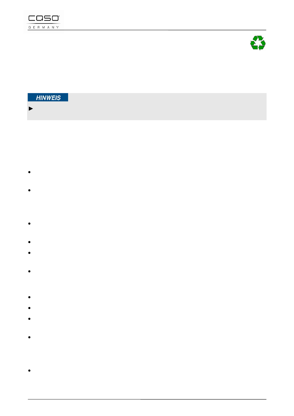 4 smaltimento dell’involucro, 5 posizionamento, 1 requisiti del luogo di posizionamento | Indicazione | CASO Germany WineDuett Touch 21 User Manual | Page 53 / 84