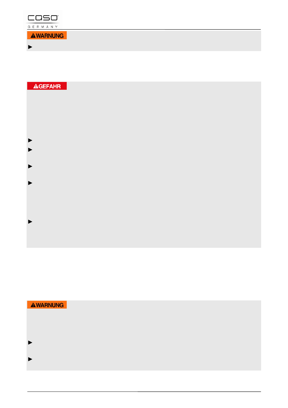 3 gefahrenquellen, 1 gevaar door elektrische stroom, 42 ingebruikname | 1 veiligheidsvoorschriften, Waarschuwing, Gevaar | CASO Germany WineDuett Touch 21 User Manual | Page 76 / 84