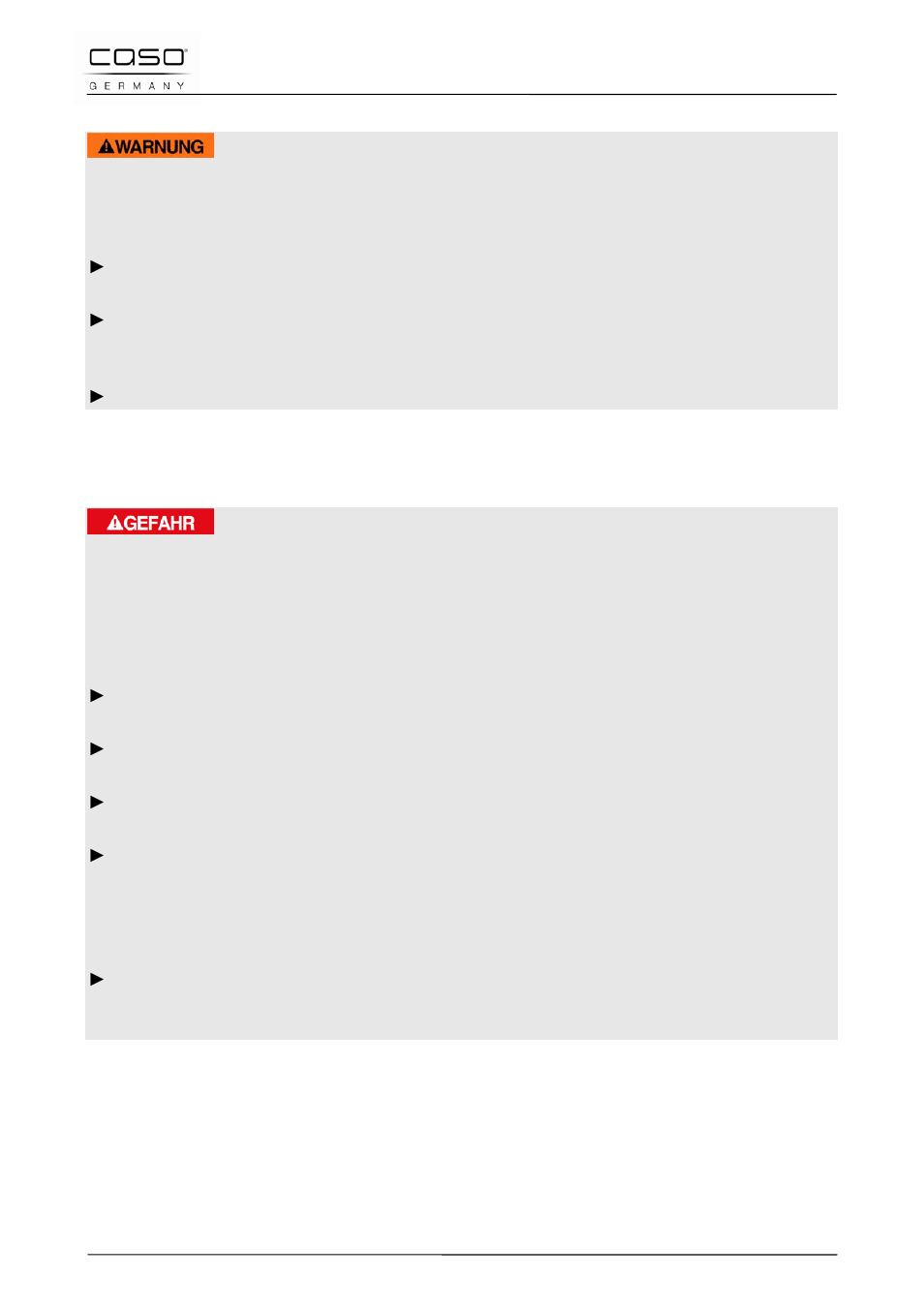 1 brand- oder explosionsgefahr, 3 gefahrenquellen, 1 gefahr durch elektrischen strom | 3 inbetriebnahme | CASO Germany WineCase 8 User Manual | Page 12 / 78