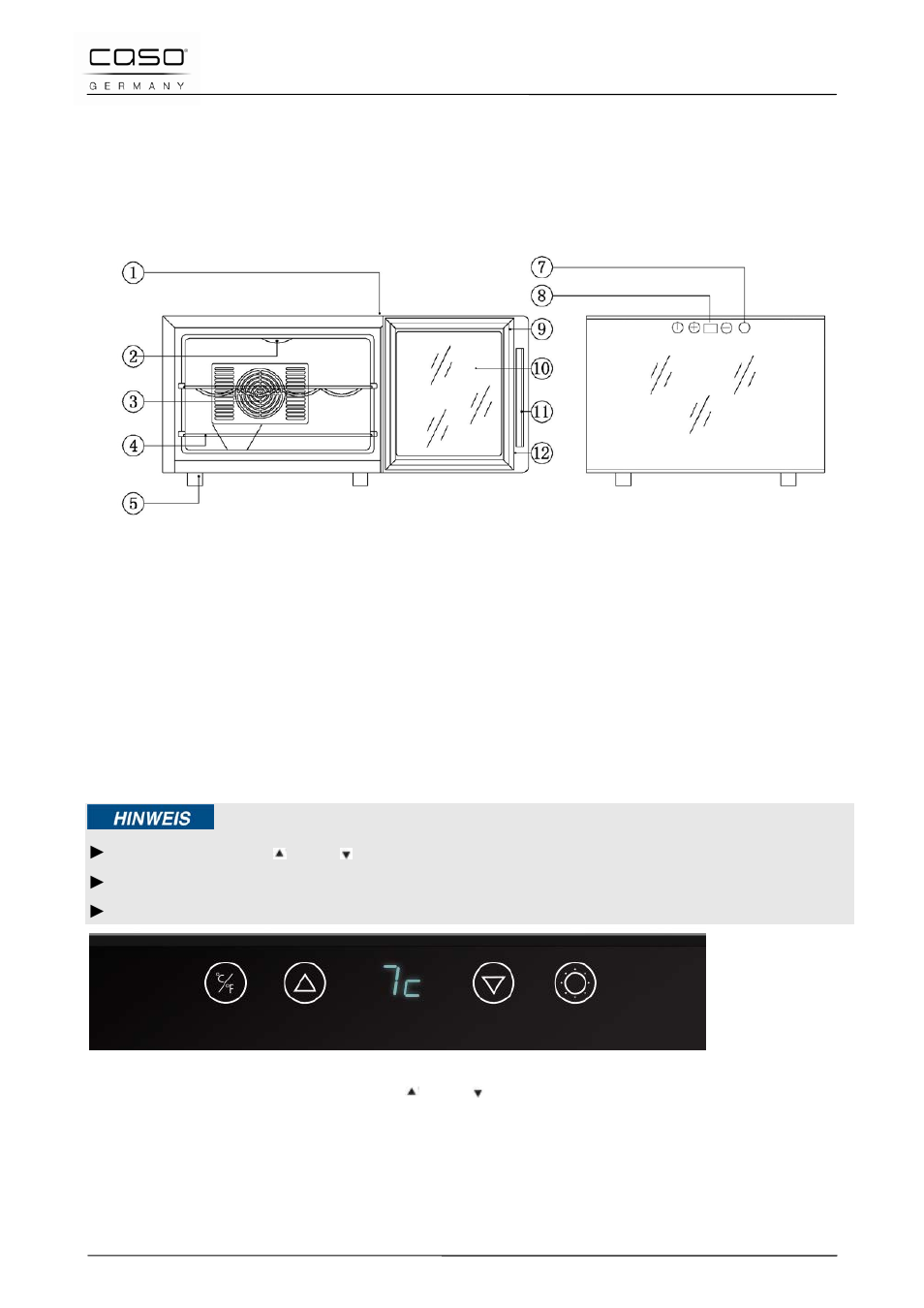 12 design and function, 1 complete overview, 13 operation and handing | 1 operating elements and displays | CASO Germany WineCase 8 User Manual | Page 27 / 78