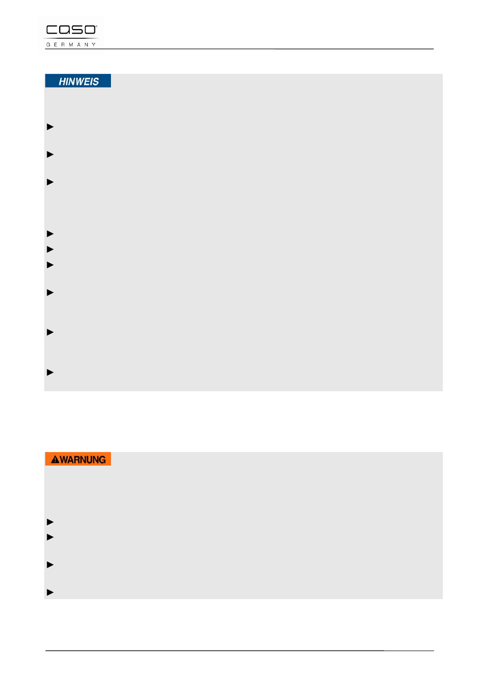 2 general safety information, 3 sources of danger, 1 danger of burns or of explosion | Warning | CASO Germany WineCase 6 User Manual | Page 23 / 79