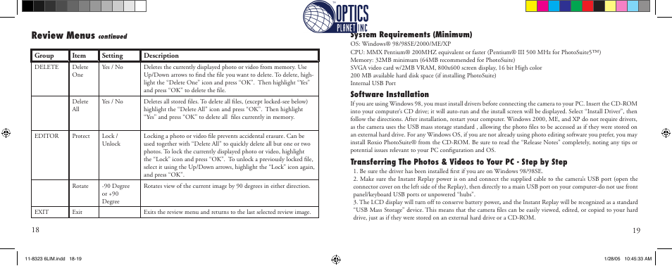 Review menus | Bushnell Instant Replay 11-8323 User Manual | Page 10 / 73