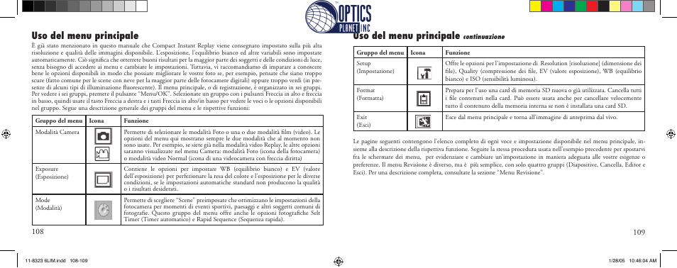 Uso del menu principale | Bushnell Instant Replay 11-8323 User Manual | Page 55 / 73