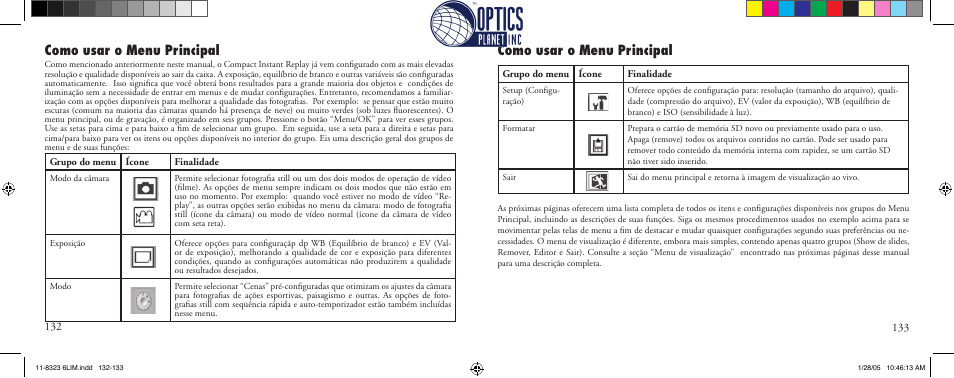 Como usar o menu principal | Bushnell Instant Replay 11-8323 User Manual | Page 67 / 73