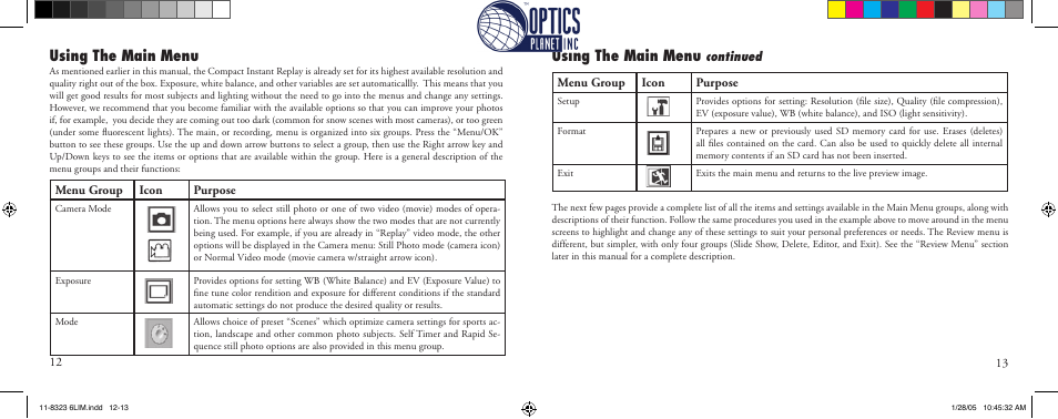 Using the main menu | Bushnell Instant Replay 11-8323 User Manual | Page 7 / 73