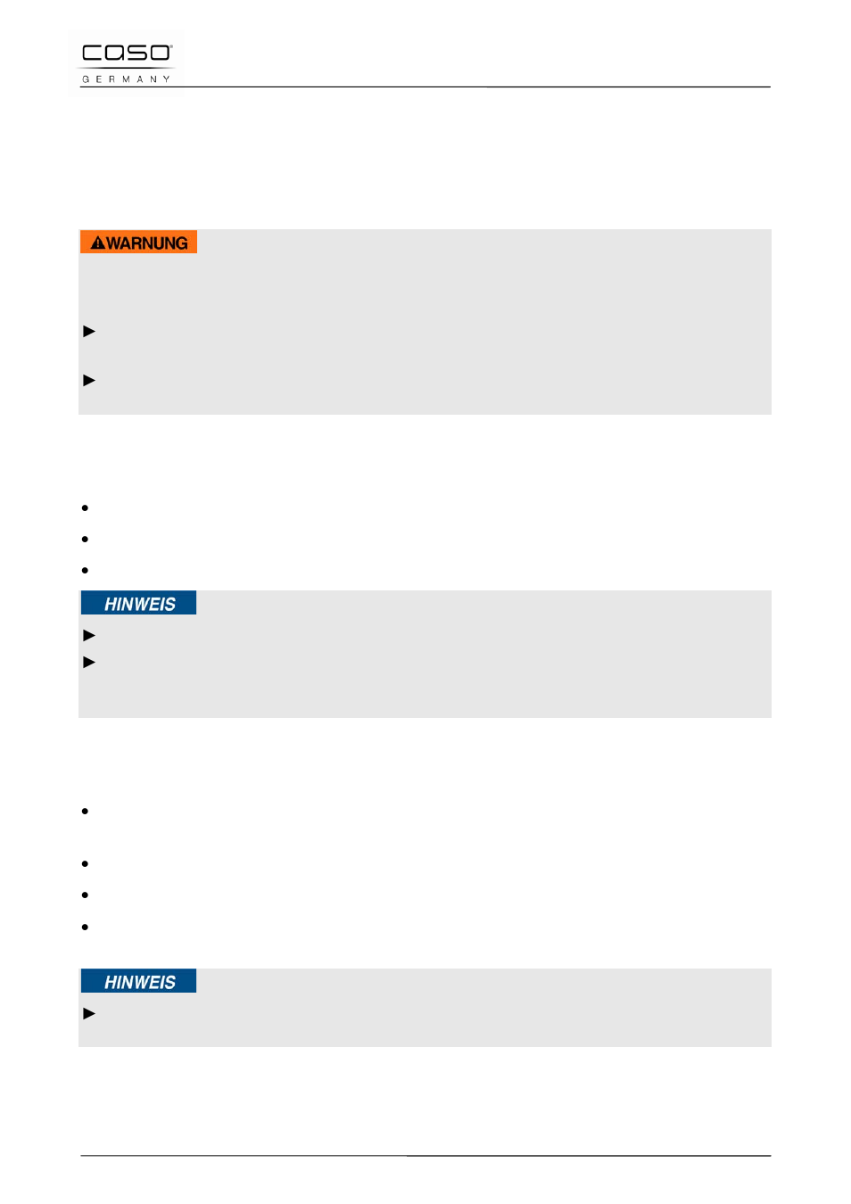 3 inbetriebnahme, 1 sicherheitshinweise, 2 lieferumfang und transportinspektion | 3 auspacken | CASO Germany WineDuett 12 User Manual | Page 13 / 83