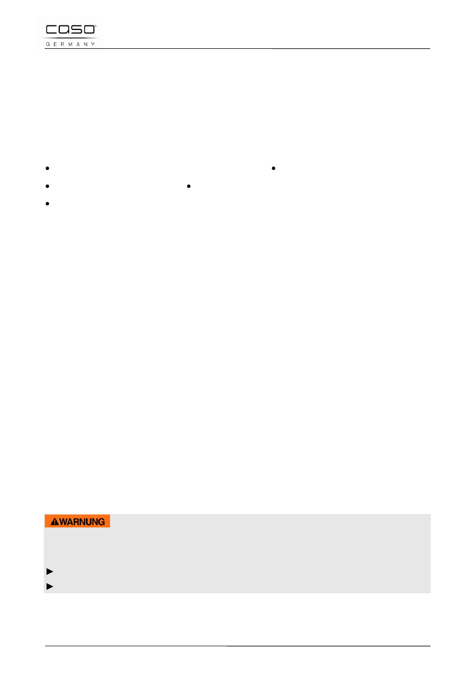 4 limitación de responsabilidad, 5 derechos de autor (copyright), 34 seguridad | 1 uso previsto, Advertencia | CASO Germany WineDuett 12 User Manual | Page 62 / 83