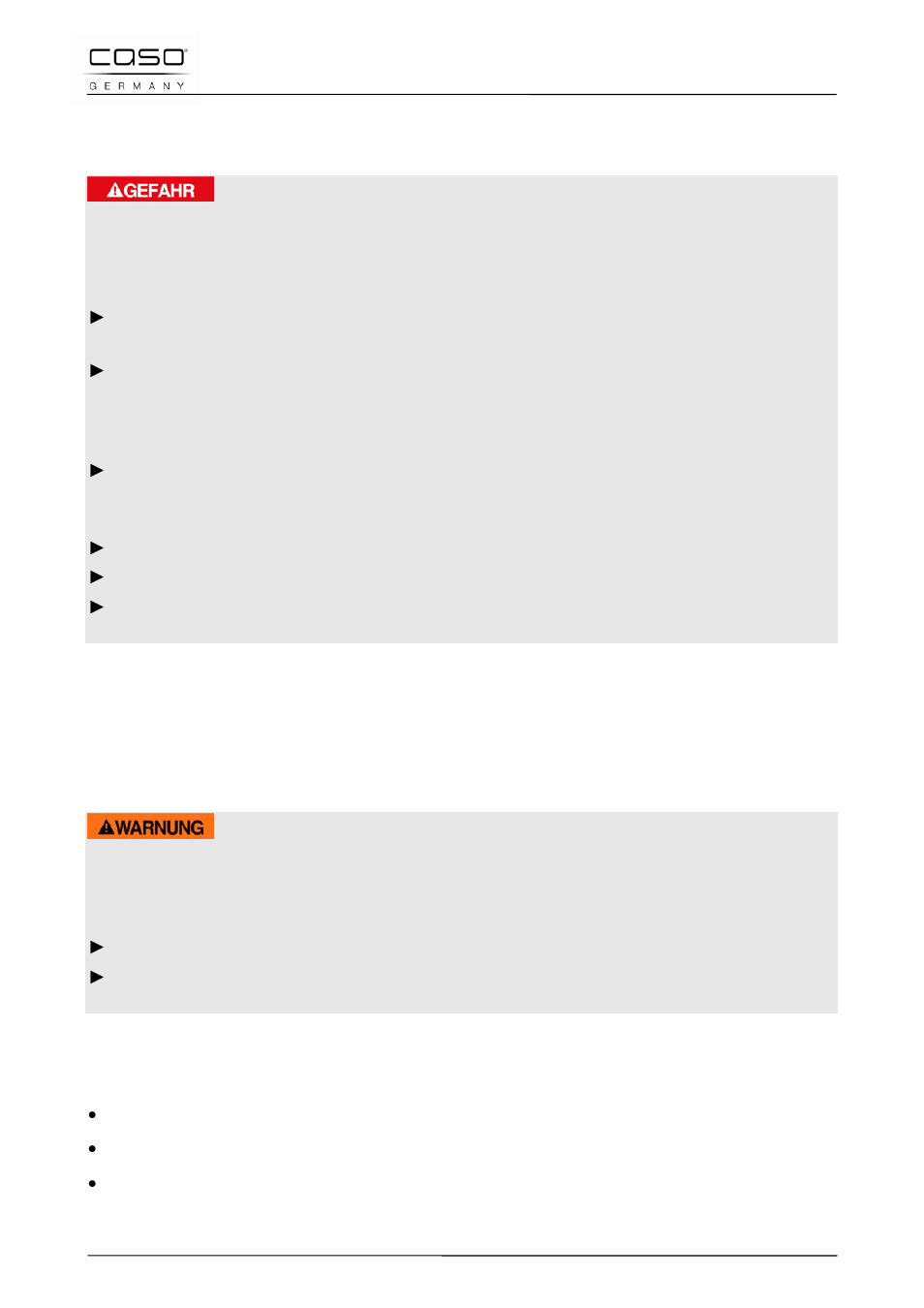 3 fuentes de peligro, 1 peligro de electrocución, 35 puesta en marcha | 1 instrucciones de seguridad, 2 ámbito de suministro e inspección de transporte, Peligro, Advertencia | CASO Germany WineDuett 12 User Manual | Page 64 / 83