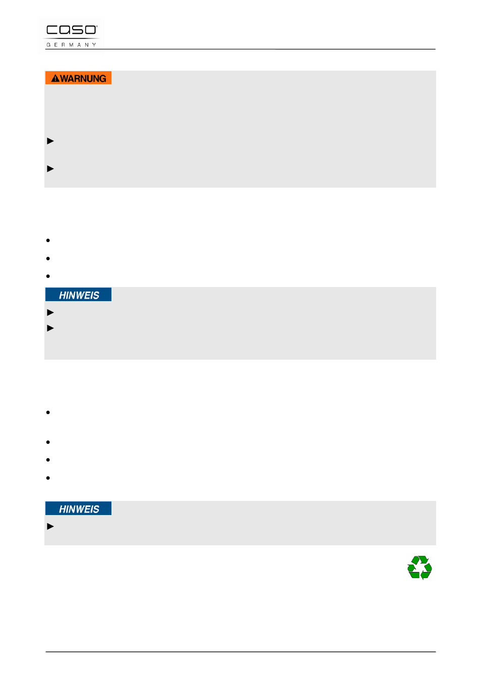 1 veiligheidsvoorschriften, 2 leveringsomvang en transportinspectie, 3 uitpakken | 4 verwijderen van de verpakking, Waarschuwing | CASO Germany WineDuett 12 User Manual | Page 77 / 83