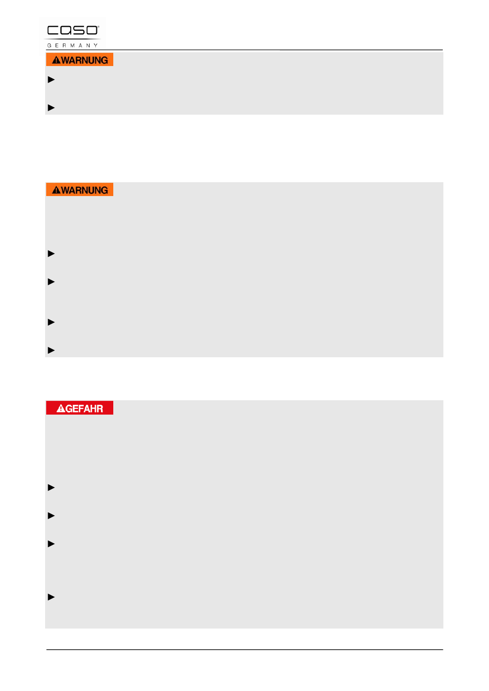 3 sources de danger, 1 danger d'incendie et d'explosion, 2 dangers du courant électrique | Attention, Danger | CASO Germany WineMaster Touch 38-2D (652) User Manual | Page 41 / 94