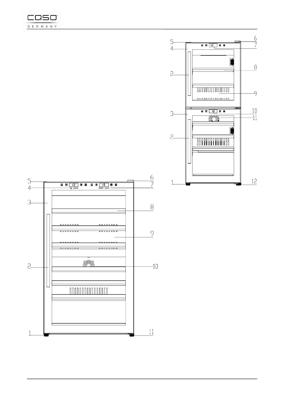 24 costruzione e funzione, 1 panoramica complessiva | CASO Germany WineMaster Touch 38-2D (652) User Manual | Page 60 / 94
