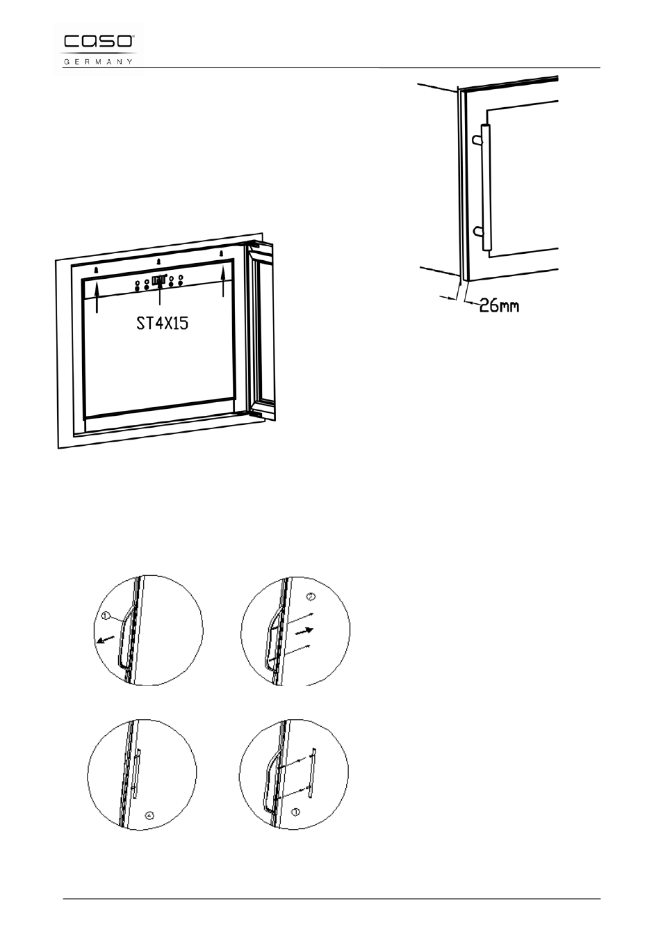 4 handvat bevestigen | CASO Germany WineSafe 18 EB User Manual | Page 99 / 105