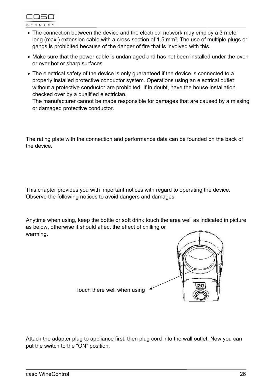 13 operation and handing | CASO Germany WineControl User Manual | Page 26 / 78