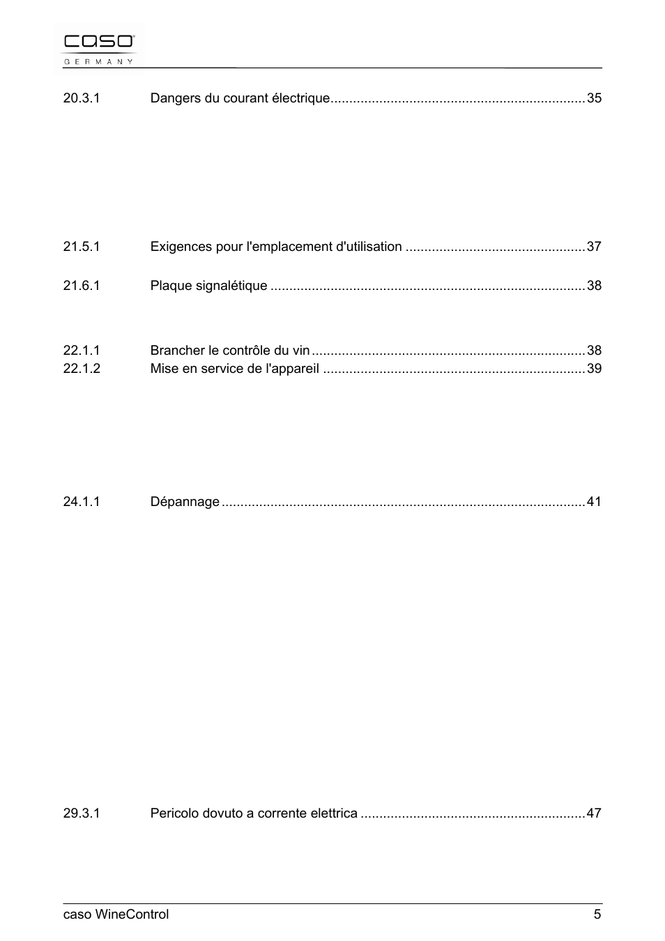 CASO Germany WineControl User Manual | Page 5 / 78
