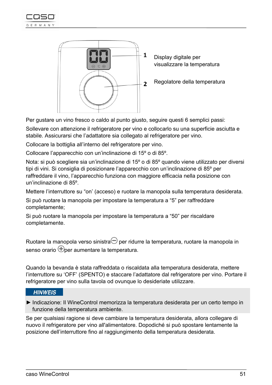 CASO Germany WineControl User Manual | Page 51 / 78