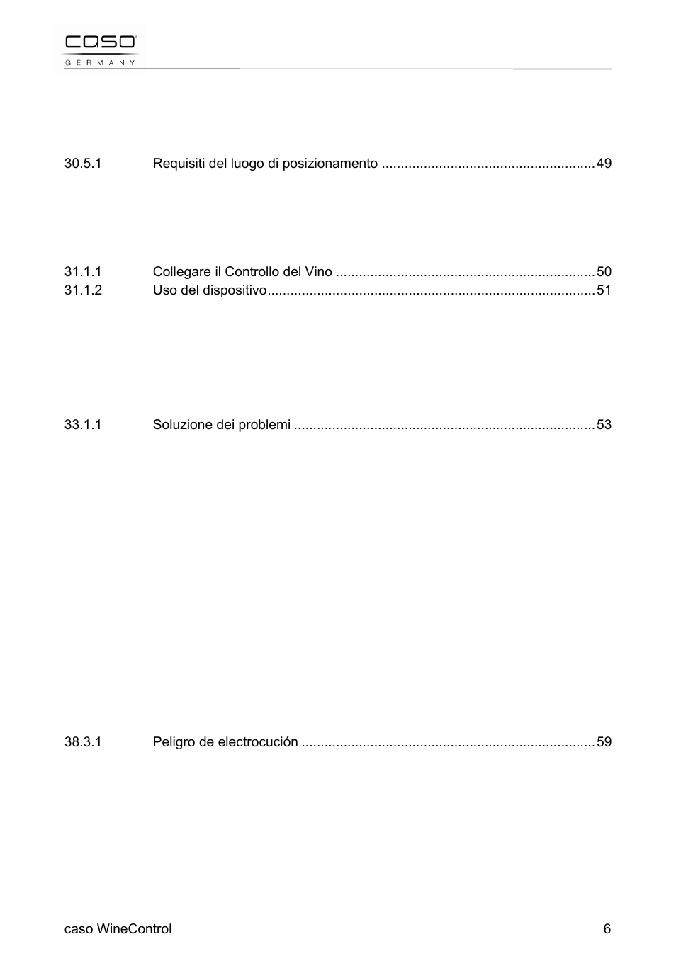 CASO Germany WineControl User Manual | Page 6 / 78