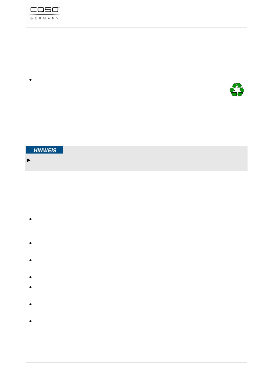 4 disimballaggio, 5 smaltimento dell’involucro, 6 posizionamento | 1 requisiti del luogo di posizionamento, Indicazione | CASO Germany FastVac 4000 User Manual | Page 74 / 125