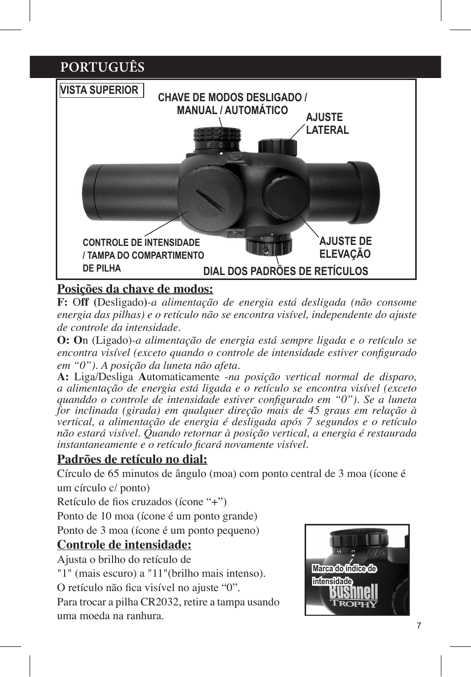 Português | Bushnell TROPHY 730132A User Manual | Page 7 / 8