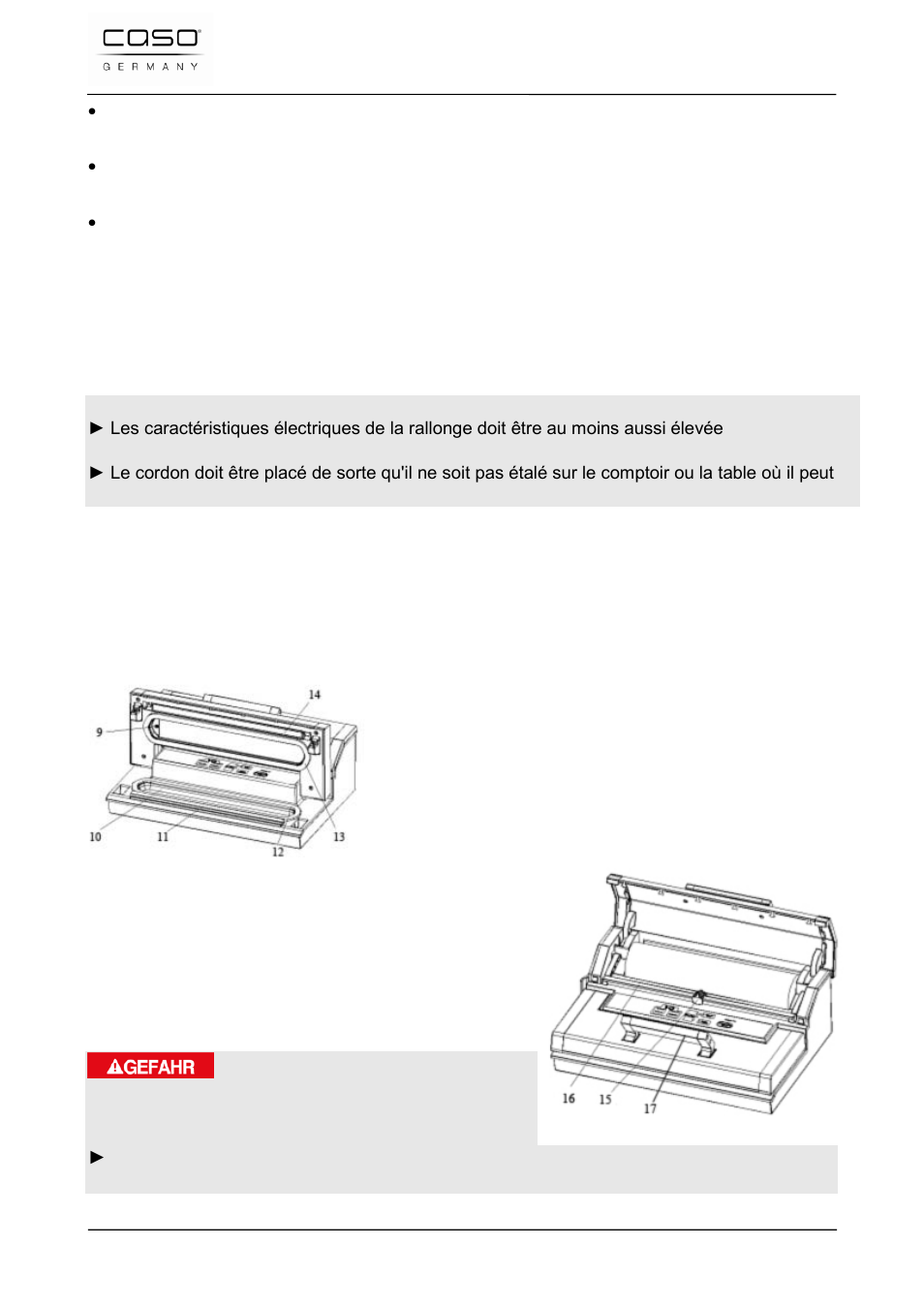 1 les cordons de rallonge, 25 structure et fonctionnement, 1 vue d'ensemble | Danger | CASO Germany FastVac 3000 User Manual | Page 54 / 119