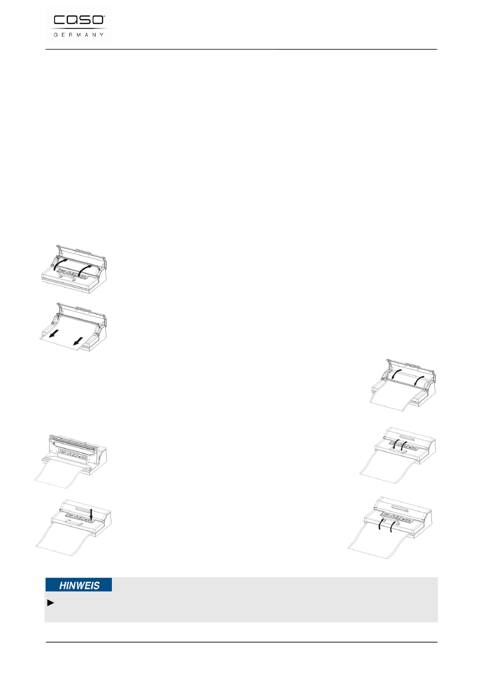 3 plaque signalétique, 26 commande et fonctionnement, 1 conservation dans des sachets du rouleau | Remarque | CASO Germany FastVac 3000 User Manual | Page 56 / 119