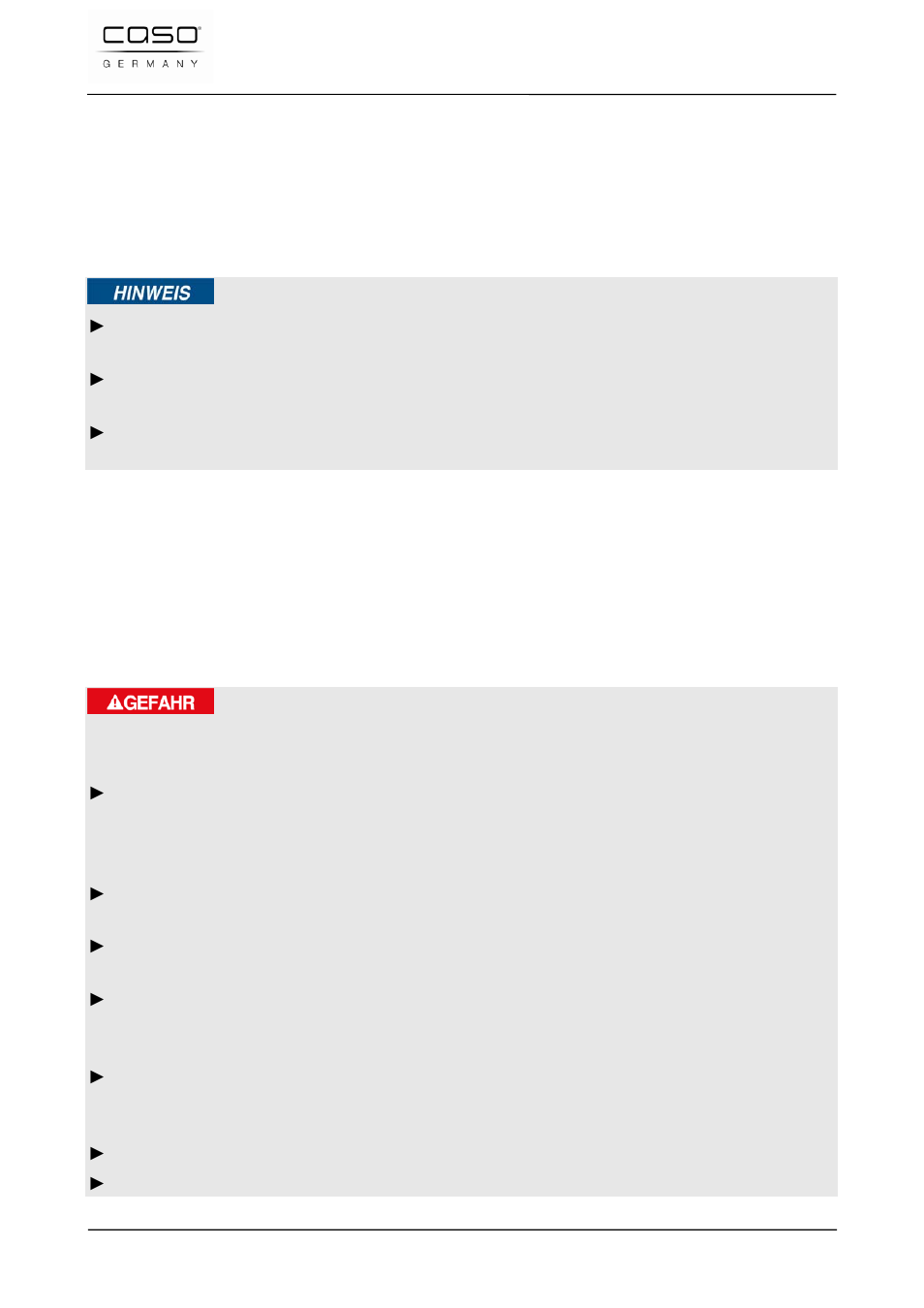 7 apertura de las bolsas selladas, 8 almacenamiento de la envasadora fastvac 3000, 48 limpieza y conservación | 1 instrucciones de seguridad, Consejo, Peligro | CASO Germany FastVac 3000 User Manual | Page 97 / 119