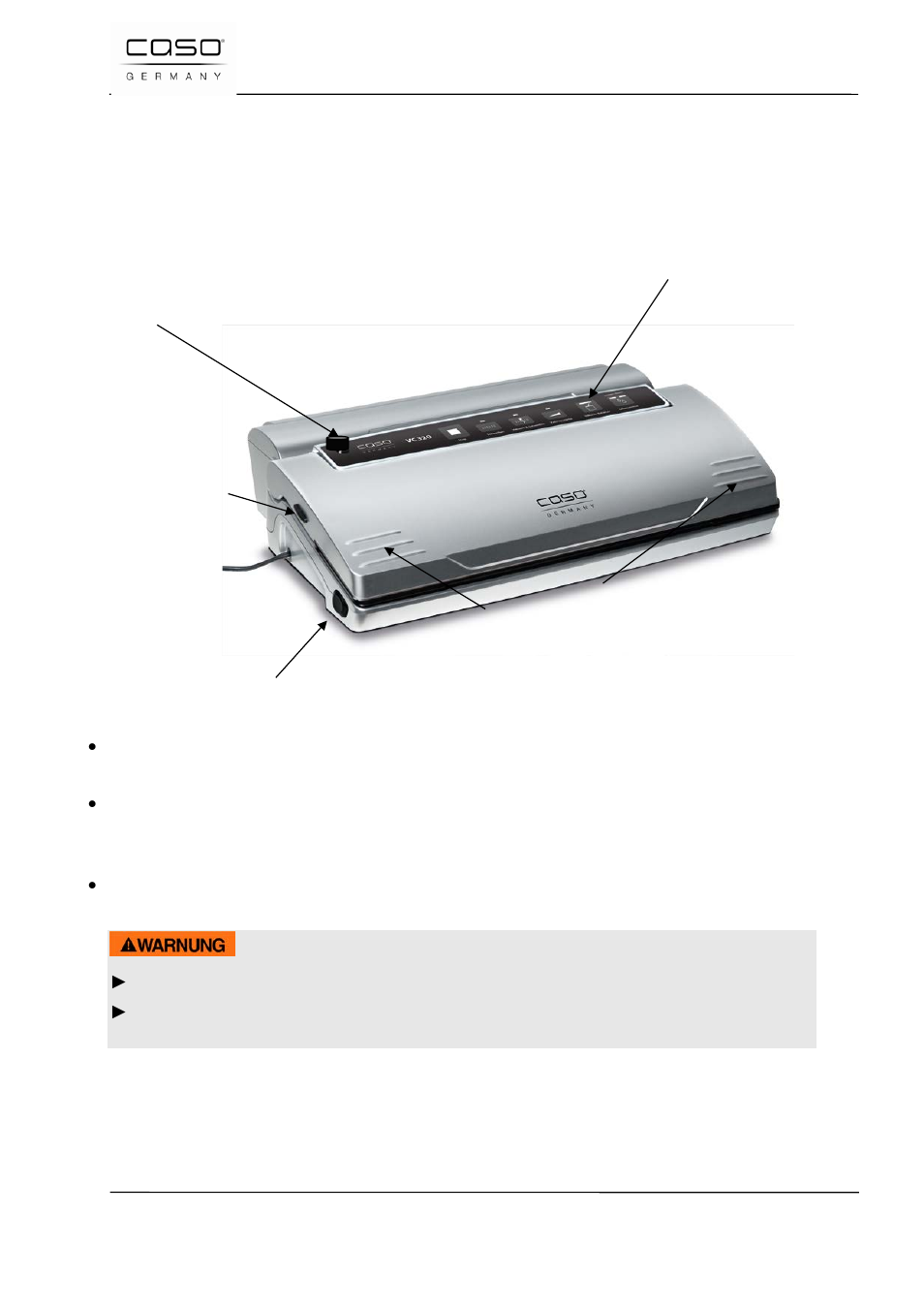 48 opbouw en functie, 1 algemeen overzicht, Waarschuwing | CASO Germany VC 320 Vacuum Set User Manual | Page 121 / 132