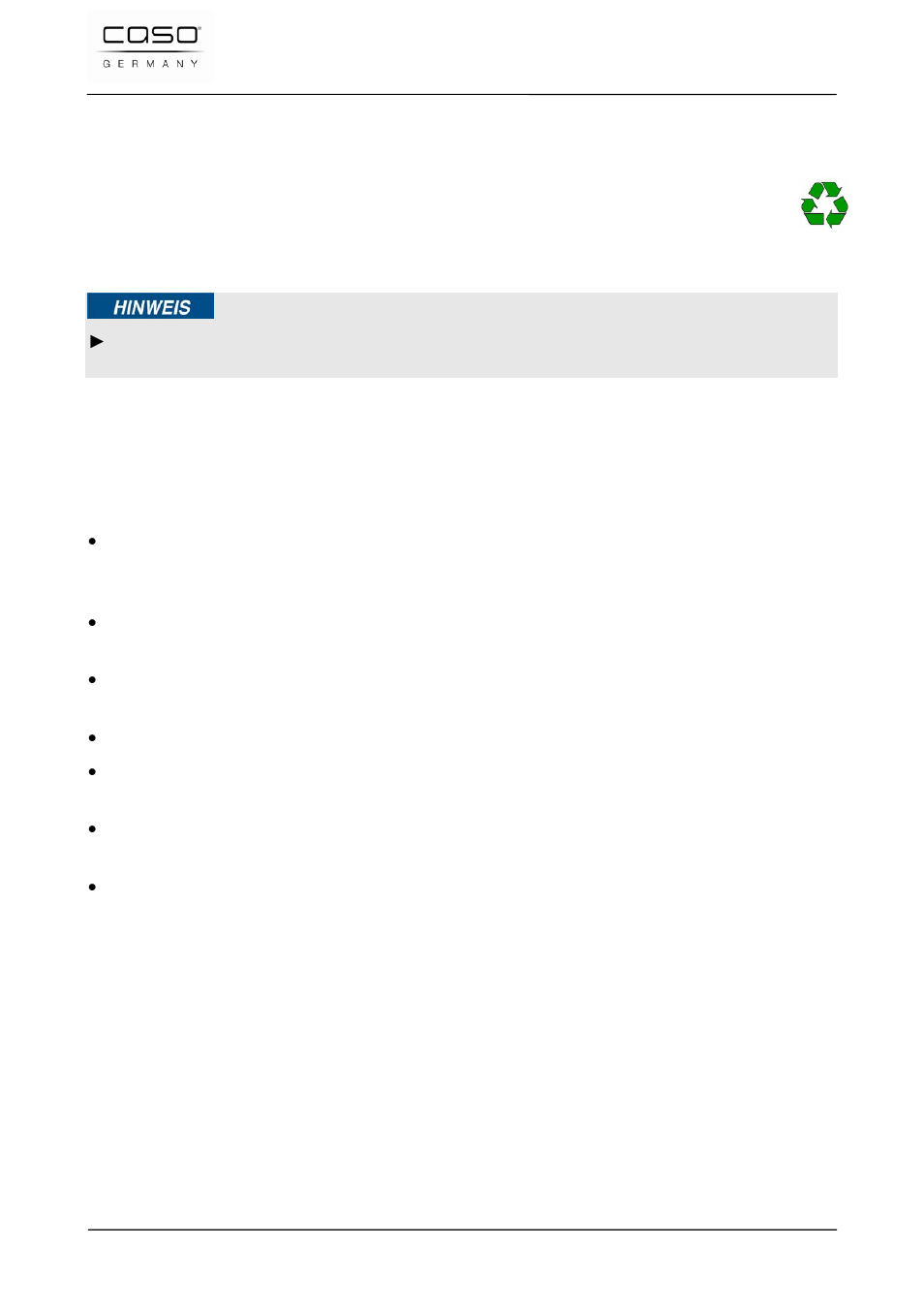 5 smaltimento dell’involucro, 6 posizionamento, 1 requisiti del luogo di posizionamento | Indicazione | CASO Germany VC 320 Vacuum Set User Manual | Page 79 / 132