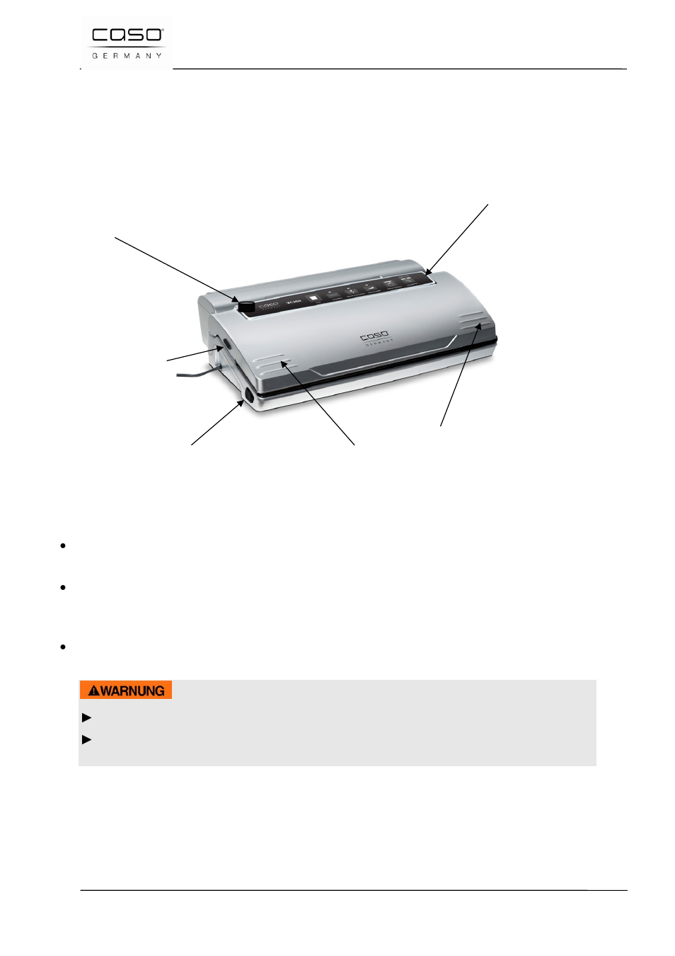 58 opbouw en functie, 1 algemeen overzicht, Waarschuwing | CASO Germany VC 300 Vacuum System User Manual | Page 115 / 125