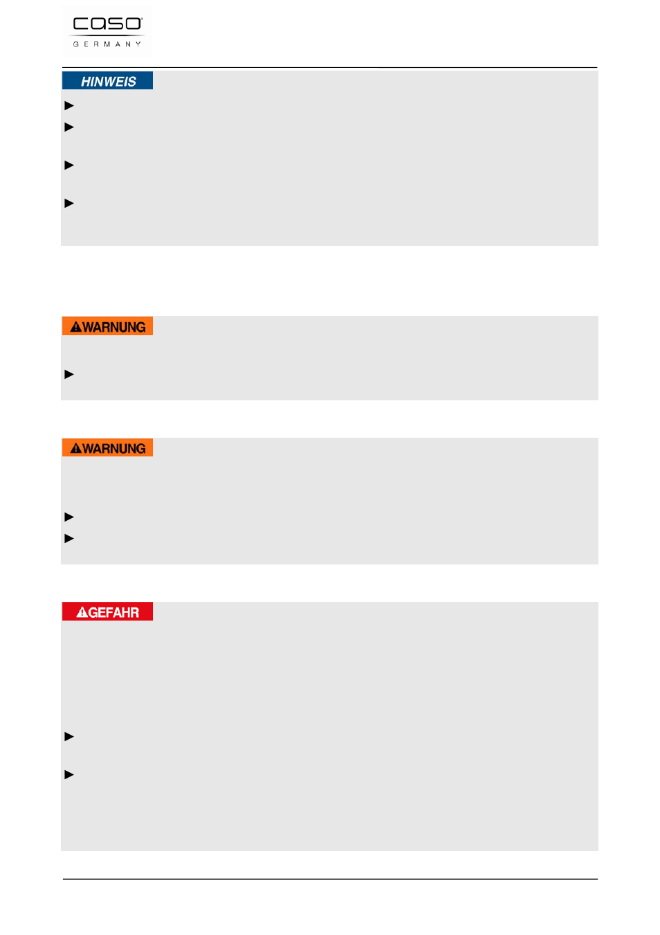 3 gefahrenquellen, 1 verbrennungsgefahr, 2 brandgefahr | 3 gefahr durch elektrischen strom | CASO Germany VC 300 Vacuum System User Manual | Page 15 / 125