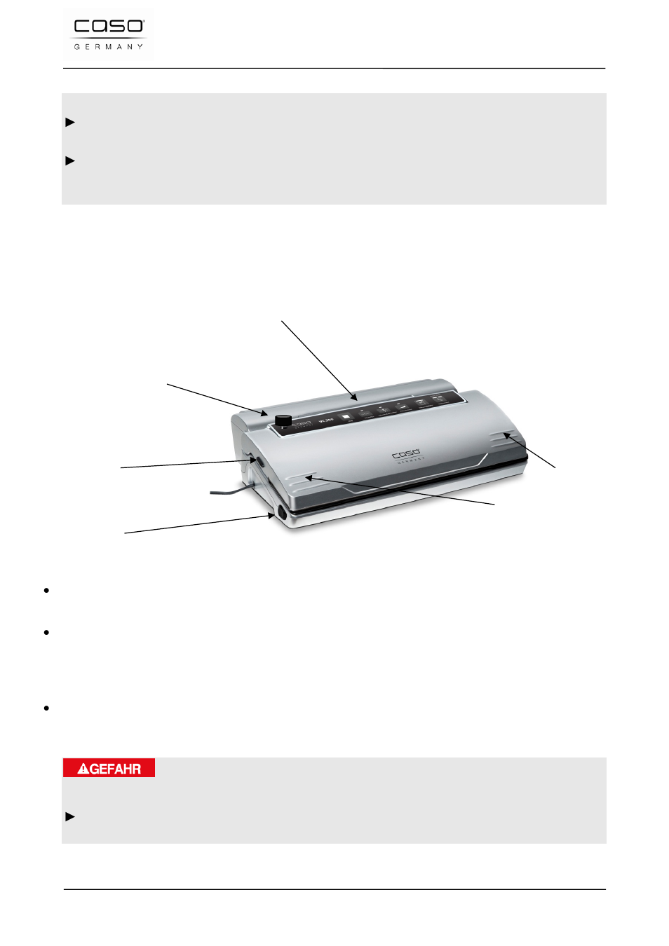 1 verlängerungskabel, 6 aufbau und funktion, 1 gesamtübersicht | CASO Germany VC 300 Vacuum System User Manual | Page 20 / 125