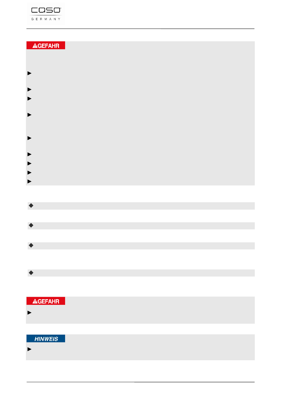 1 safety information, 2 cleaning, Warning | CASO Germany VC 300 Vacuum System User Manual | Page 45 / 125