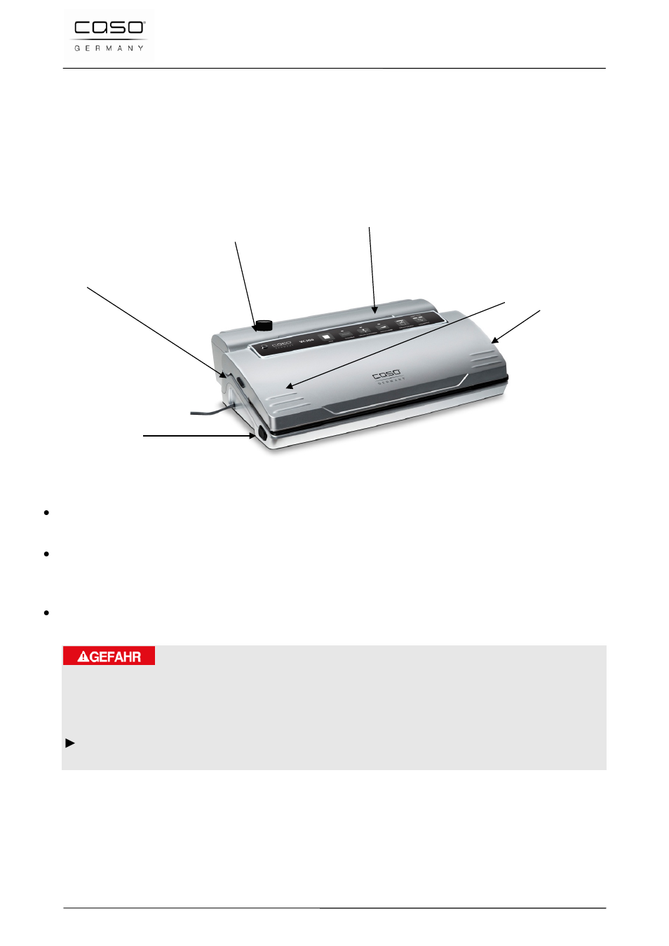 26 structure et fonctionnement, 1 vue d'ensemble, Danger | CASO Germany VC 300 Vacuum System User Manual | Page 57 / 125