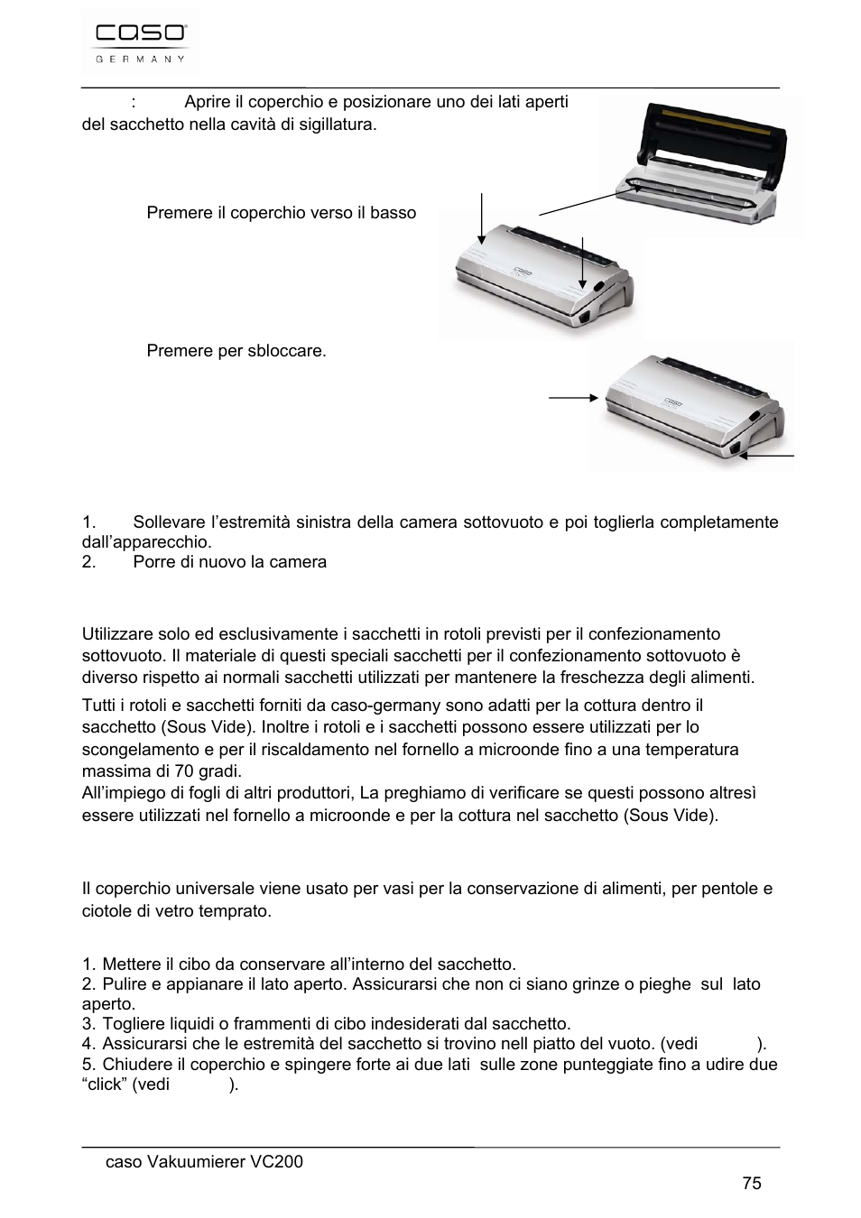 CASO Germany VC 200 Vacuum System User Manual | Page 75 / 117